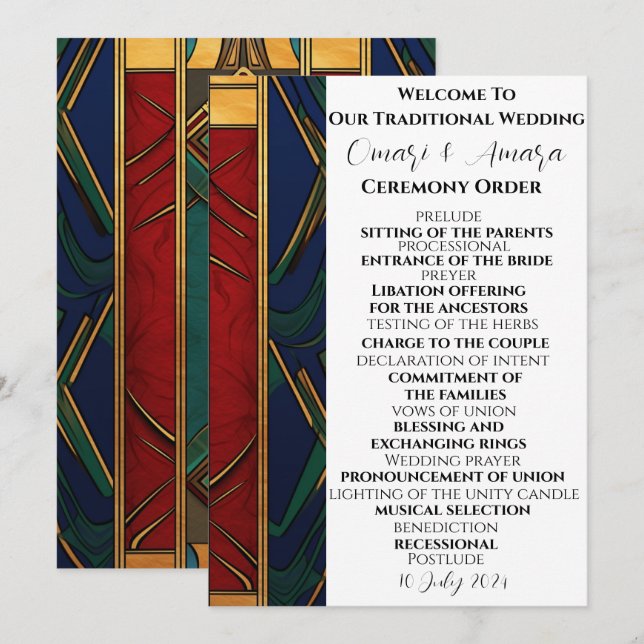 African Traditional Wedding Program Holiday Card (Front/Back)
