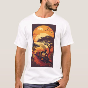 African Train with Lions, Zebras, and Giraffes T-S T-Shirt