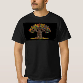 African Tree Design In Black T-Shirt