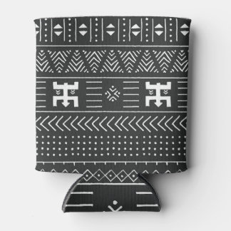 African Tribal Art: Geometric Black & White Can Cooler