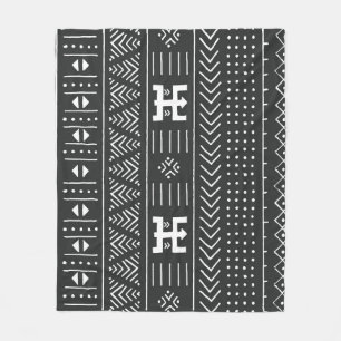 African Tribal Art: Geometric Black & White Fleece Blanket