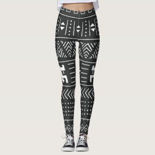 African Tribal Art: Geometric Black & White Leggings