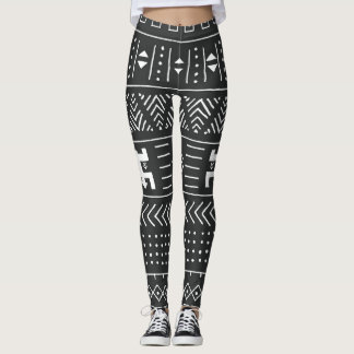 African Tribal Art: Geometric Black & White Leggings