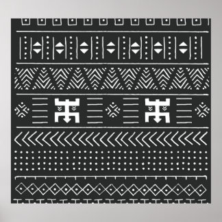 African Tribal Art: Geometric Black & White Poster