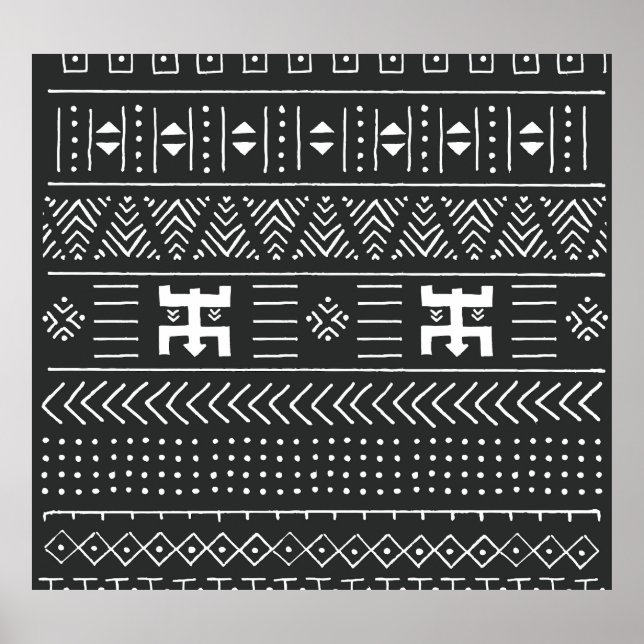 African Tribal Art: Geometric Black & White Poster (Front)