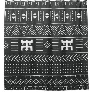 African Tribal Art: Geometric Black & White Shower Curtain