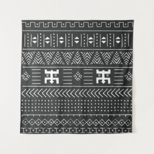 African Tribal Art: Geometric Black & White Tapestry