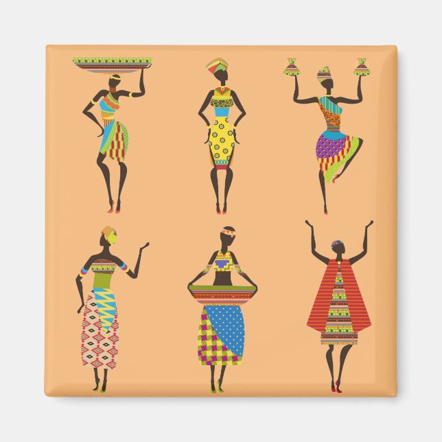 African Tribal art ladies colourful ethnic fashion Magnet (Front)