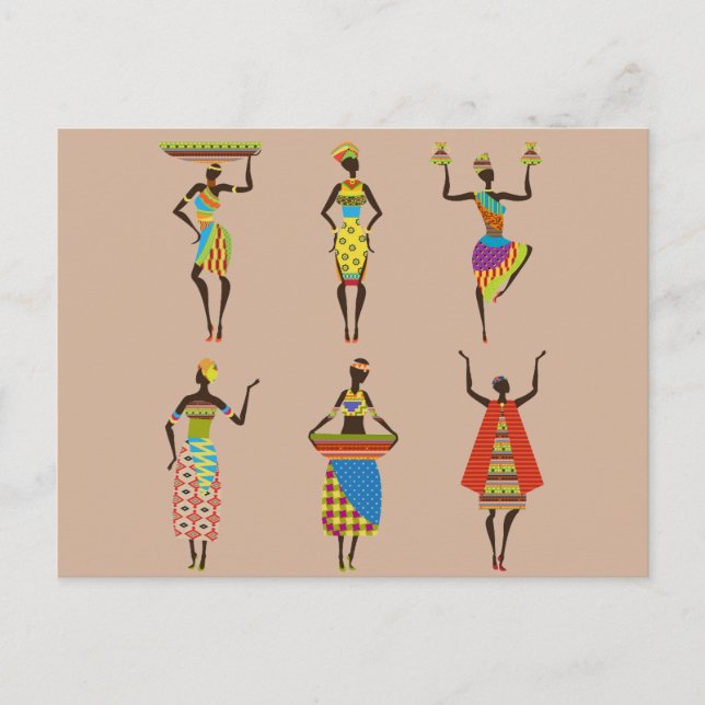 African Tribal art ladies colourful ethnic fashion Postcard (Front)