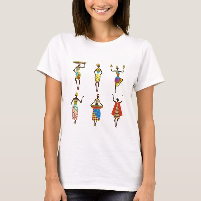 African Tribal art ladies colourful ethnic fashion T-Shirt (Front)