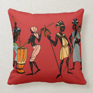 African tribal art throw pillow