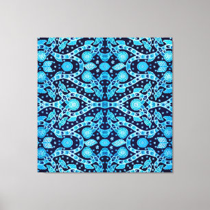 African Tribal Batik Blue Canvas Print
