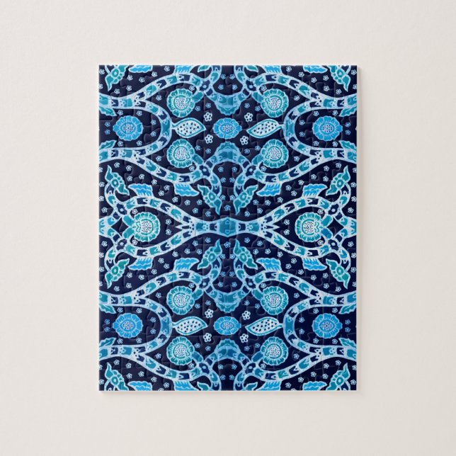 African Tribal Batik Blue Jigsaw Puzzle (Vertical)