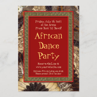 African Tribal Beat Dance Party Butterfly Wings Invitation