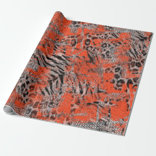 African, tribal. Black, red, grey. Wrapping Paper