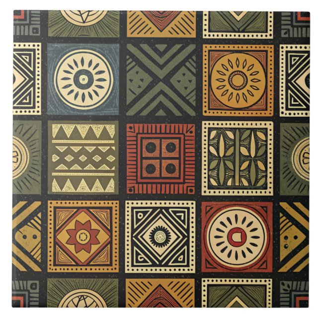 African Tribal Ceramic Tile (Front)