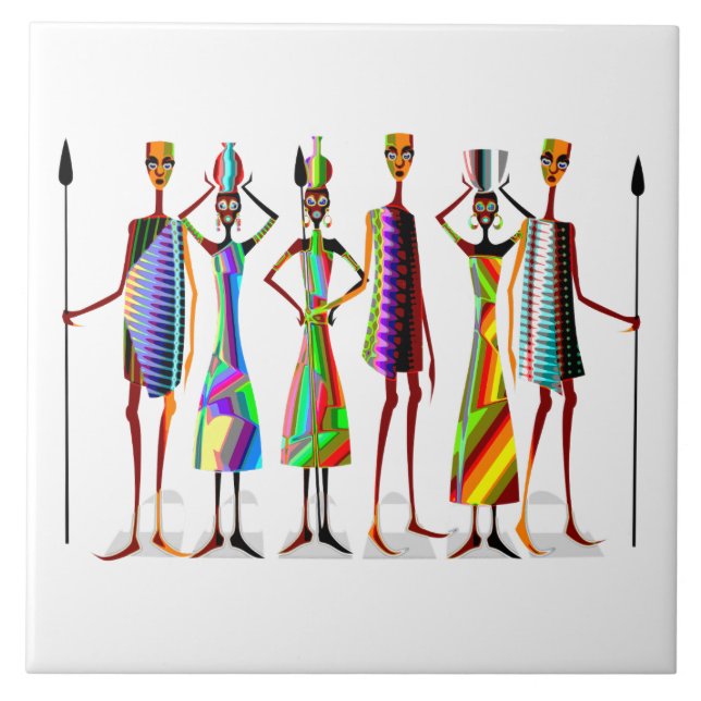 African tribal characters tile (Front)