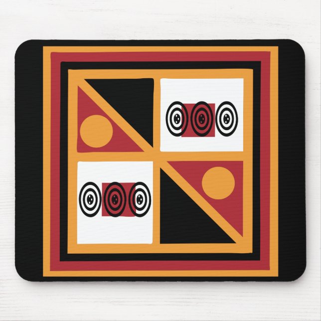 African tribal coloured geometry pattern mouse mat (Front)