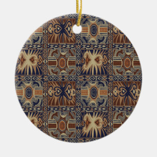 African Tribal Contemporary Collage Ceramic Tree Decoration