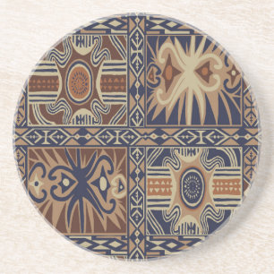 African Tribal Contemporary Collage Coaster