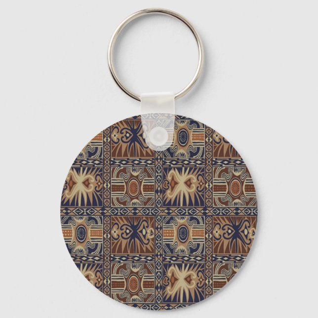 African Tribal Contemporary Collage Key Ring (Front)