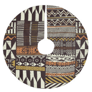 African tribal fabric, abstract vintage. brushed polyester tree skirt