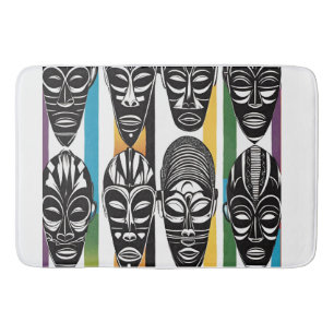 African Tribal Face Masks Bathmat