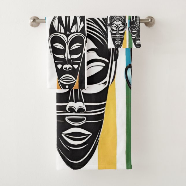 African Tribal Face Masks Towel Set (Insitu)