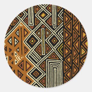 African Tribal Kuba Design Classic Round Sticker