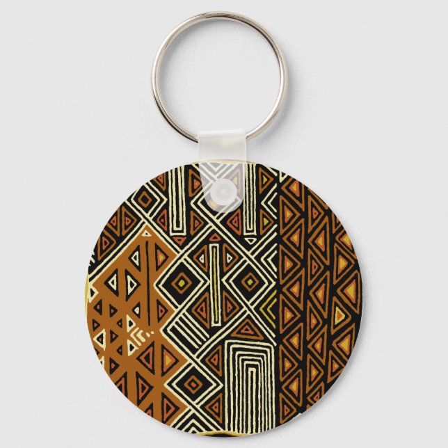African Tribal Kuba Design Key Ring (Front)