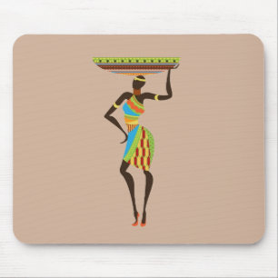 African Tribal Lady with basket tribal art Mouse Mat