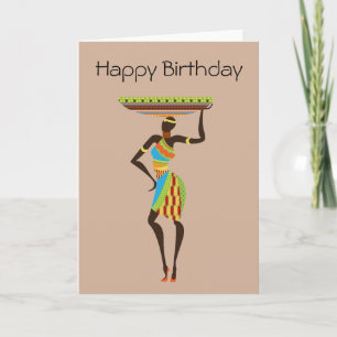 African Tribal Lady with basket tribal birthday Card