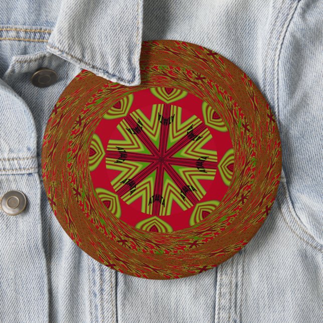 African Tribal Mandala 6 Cm Round Badge (In Situ)