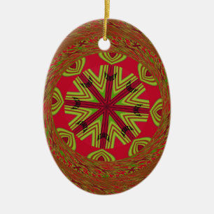 African Tribal Mandala Ceramic Tree Decoration