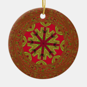 African Tribal Mandala Ceramic Tree Decoration