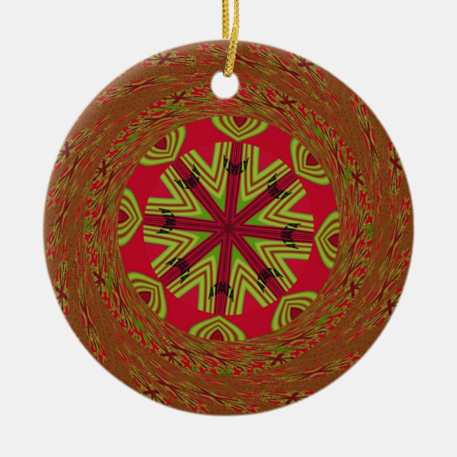 African Tribal Mandala Ceramic Tree Decoration (Front)