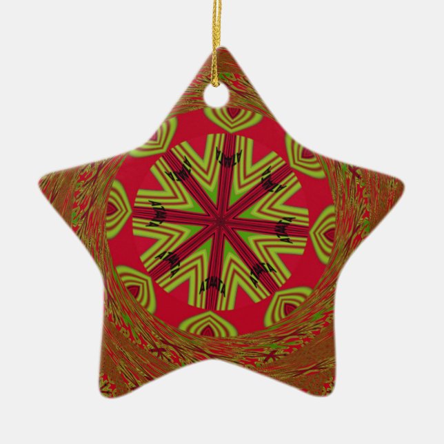 African Tribal Mandala Ceramic Tree Decoration (Front)
