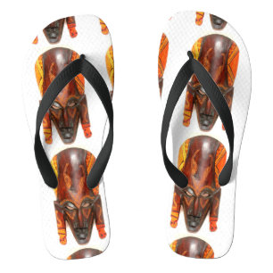 african tribal mask design flip flops