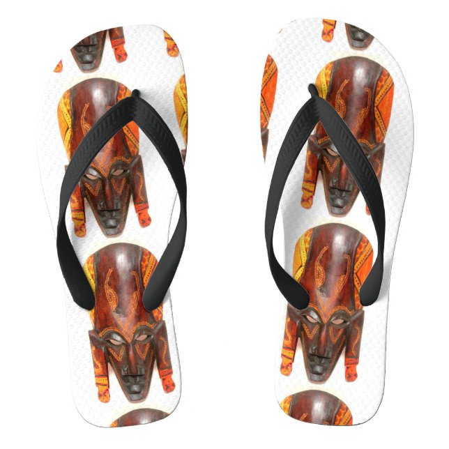 african tribal  mask design flip flops (Footbed)