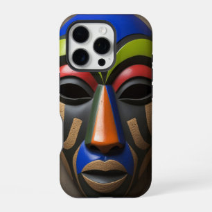 African Tribal Mask Geometric Symbolism iPhone 16 Pro Case