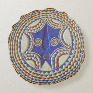 African Tribal Mask Round Cushion