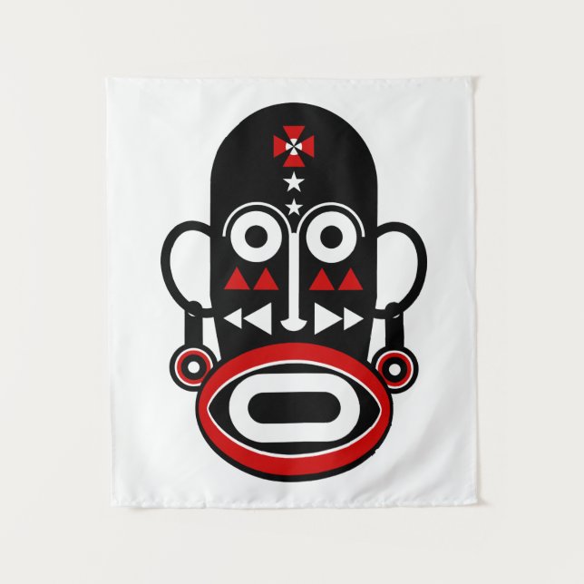 African Tribal Mask Tapestry (Front)