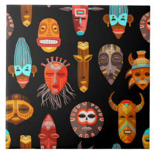 African tribal mask tile