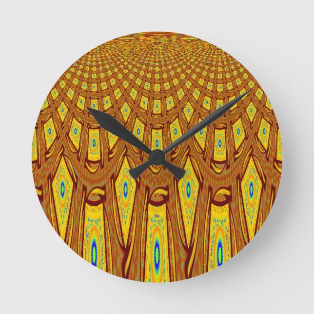 African Tribal Motif Round Clock (Front)