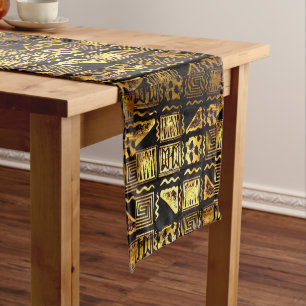African Tribal Mud Cloth Graphic  In Gold