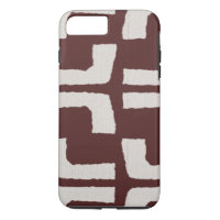 African Tribal Mudcloth White Red Linen Look