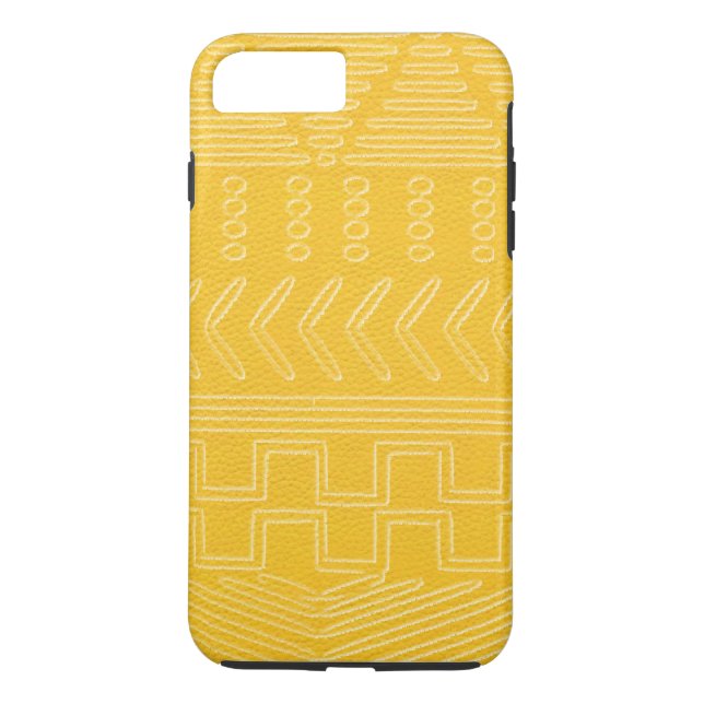 African Tribal Mudcloth Yellow Leather Look Case-Mate iPhone Case (Back)
