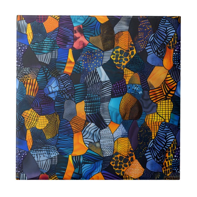 African Tribal Pattern Ceramic Tile (Front)