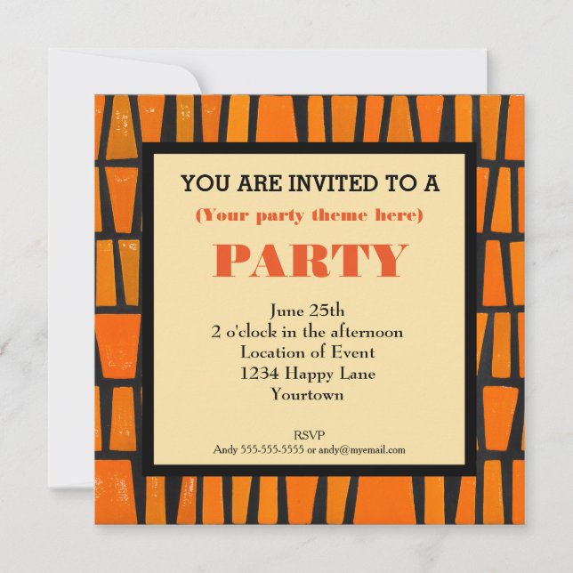 African Tribal Pattern Generic Party Invitation (Front)
