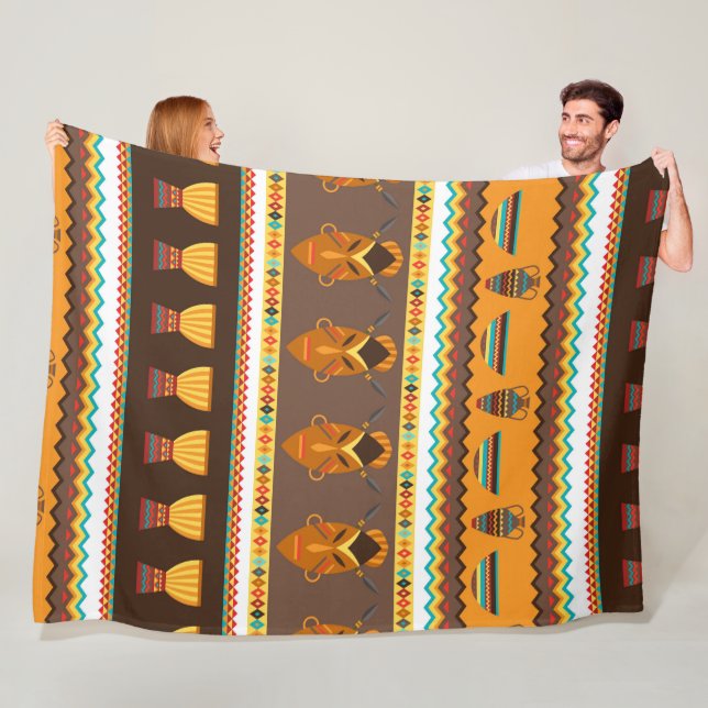 African Tribal pattern home decor Fleece Blanket (In Situ)